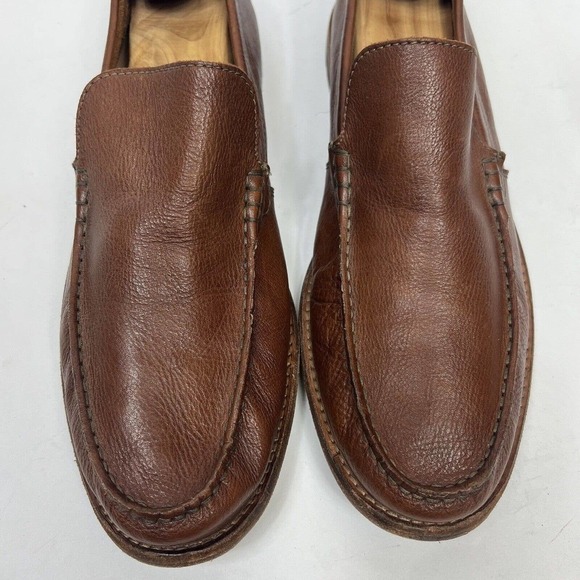 Clarks Cognac Brown Leather Slip On Loafers Size 11 Comfort Pebble Leather - Picture 3 of 10